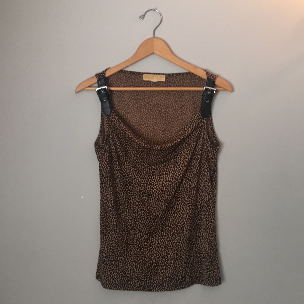 Michael Kors leopard print shoulder buckle tank